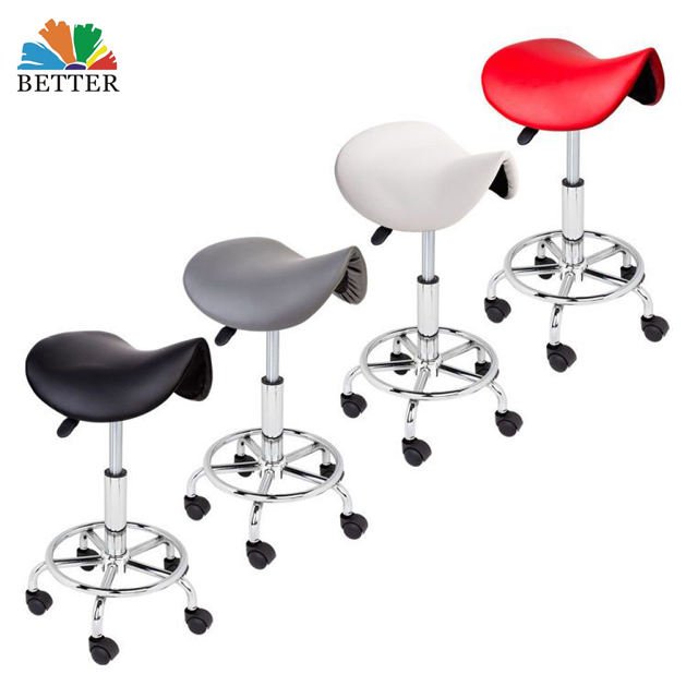 Better Rolling Beauty Salon Stool Round Ergonomic Tattoo Stool Chair For Salon With Wheels