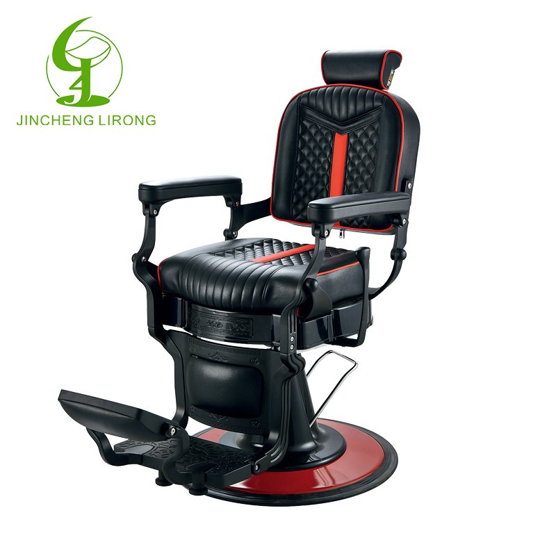 JINCHENG Handrail Hair Salon Chair Hairdressing Chair Black Beauty Barber Chair Heavy Duty Aluminum Synthetic Leather Modern
