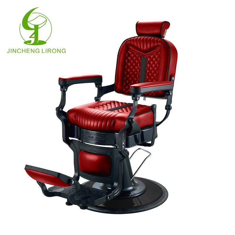 JINCHENG Handrail Hair Salon Chair Hairdressing Chair Black Beauty Barber Chair Heavy Duty Aluminum Synthetic Leather Modern