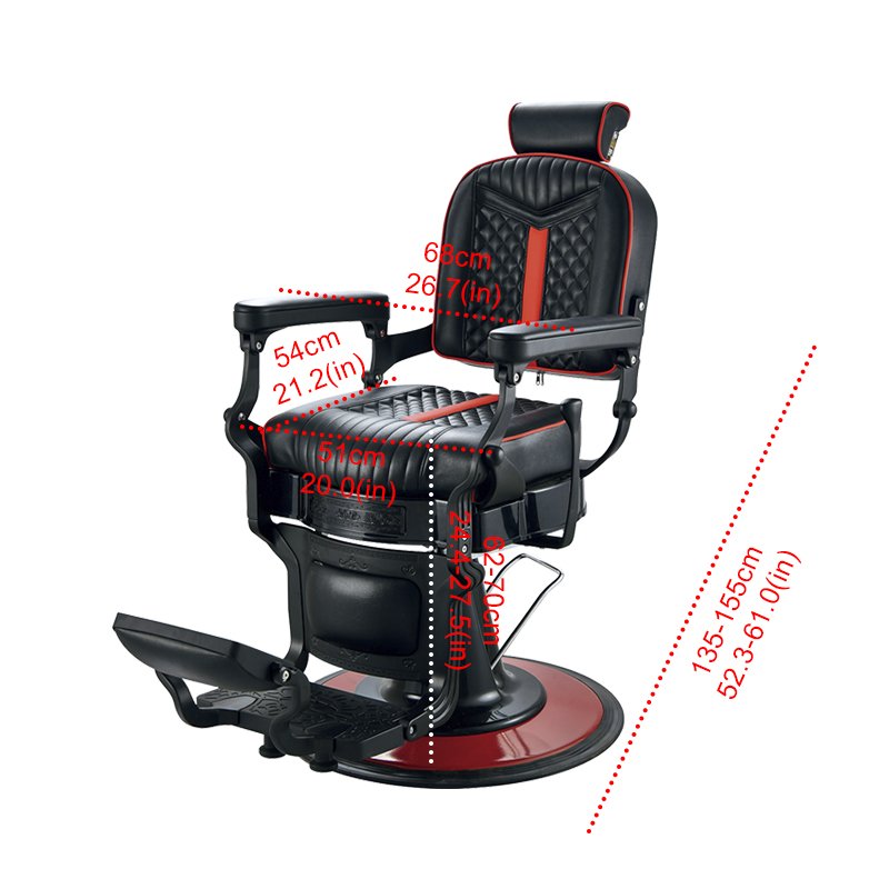 JINCHENG Handrail Hair Salon Chair Hairdressing Chair Black Beauty Barber Chair Heavy Duty Aluminum Synthetic Leather Modern