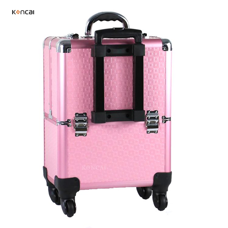 FAMA certificated factory Pink Color Cosmetic Trolley Makeup Organizer Salon Case
