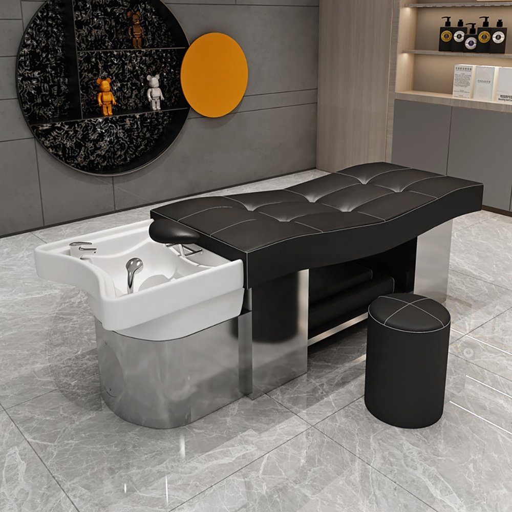Hair Washing Massage Bed With Steam Spa Head Water Therapy Head Spa Bed With Salon Shampoo Basin