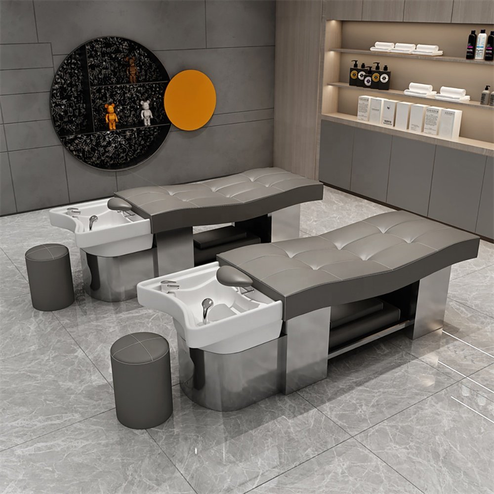 Hair Washing Massage Bed With Steam Spa Head Water Therapy Head Spa Bed With Salon Shampoo Basin