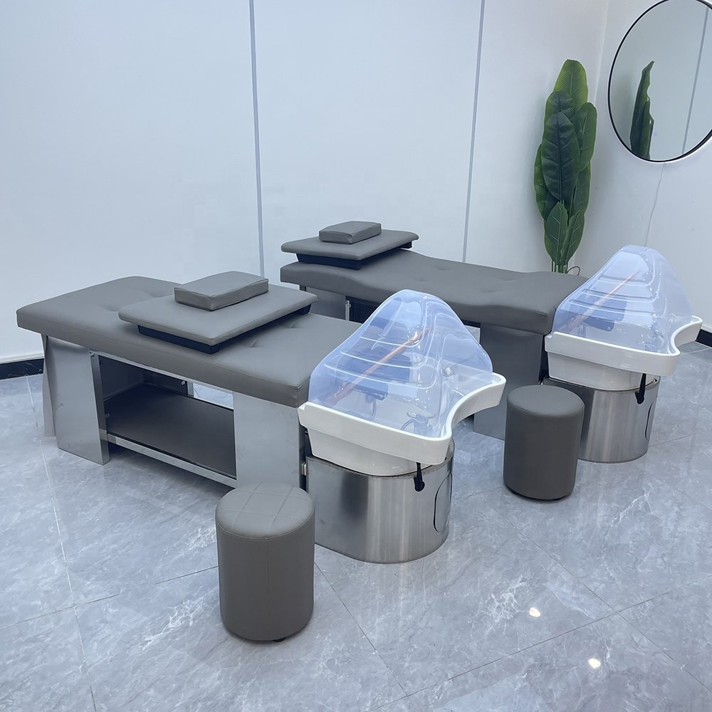 Hair Washing Massage Bed With Steam Spa Head Water Therapy Head Spa Bed With Salon Shampoo Basin