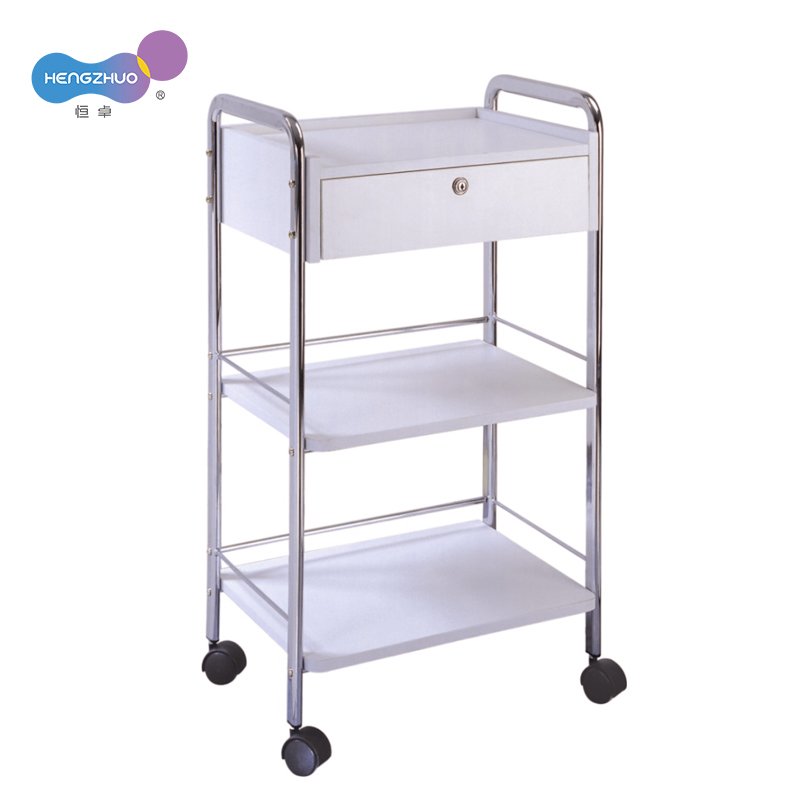 Wood Spa Beauty Salon Trolley Cart Outlets Beauty Stool Customized 2-Level Stainless