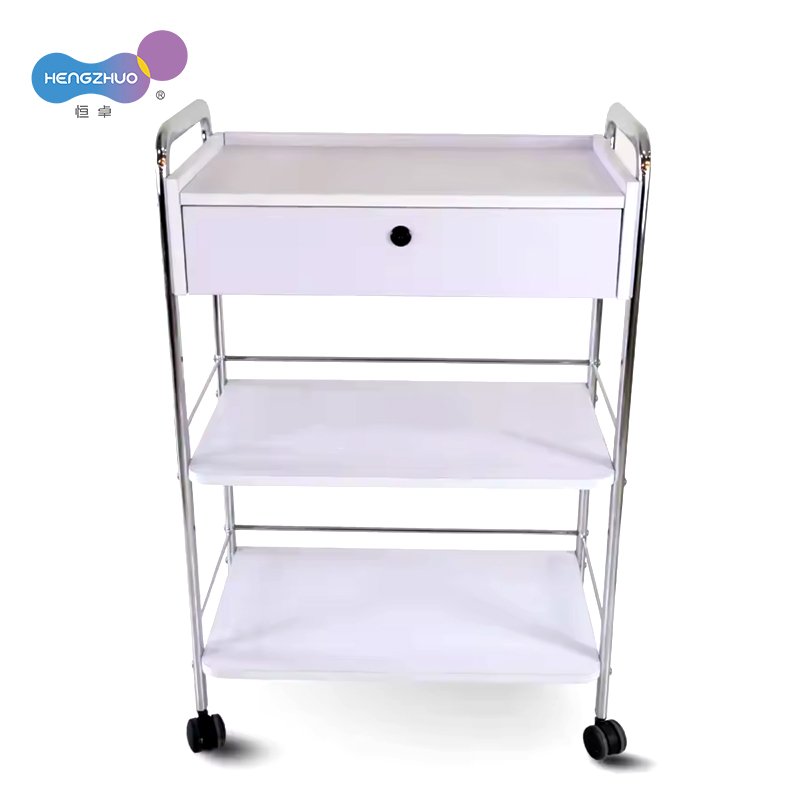 Wood Spa Beauty Salon Trolley Cart Outlets Beauty Stool Customized 2-Level Stainless