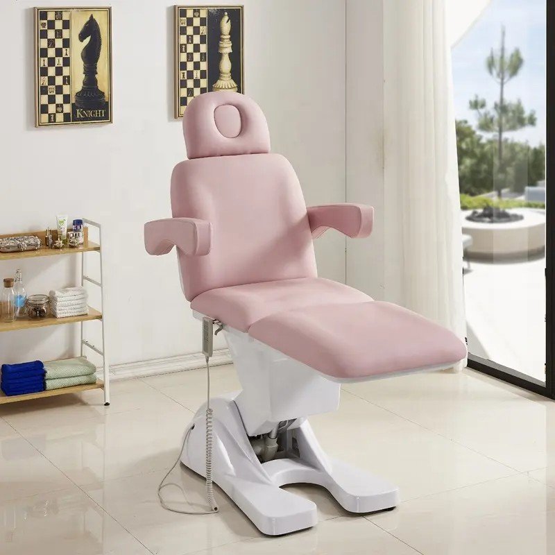 Hot Sale White salon Furniture Massage Table 3/4 Motors Electric Facial Physical Therapy Bed With Stool And salon trolley
