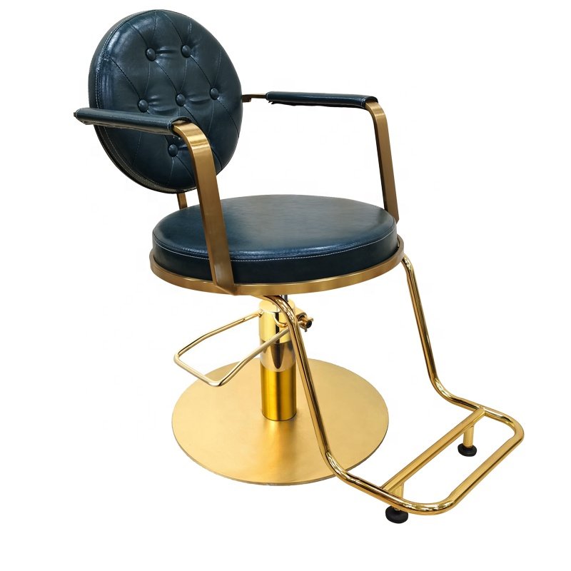 Hot selling Stainless steel gold modern durable salon styling chair fashionable portable adjustable women's hair salon chair