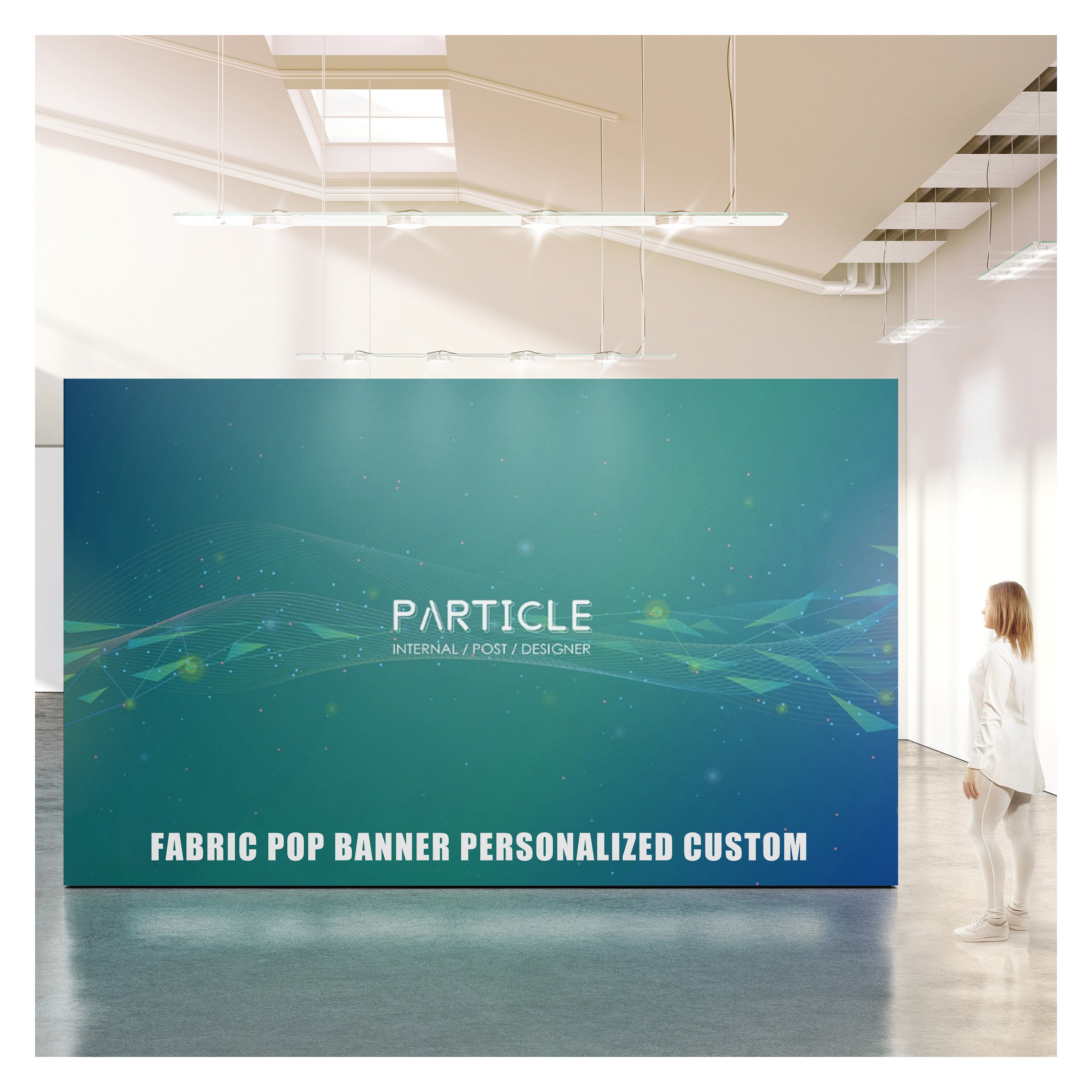 Custom Business Advertising Exhibition 230*300cm Thermal Transfer Printing 260g Tension Fabric Pop Banner Display Stand