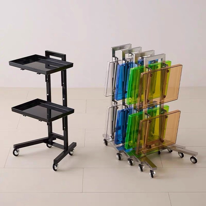 Barber Shop Furniture Beauty Salon Foldable Storage Tools Cart Hairdresser Spa Acrylic Trolley