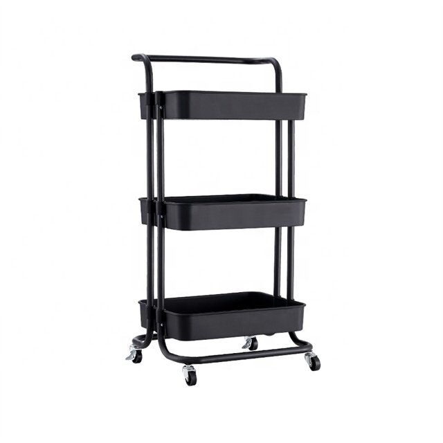 Home Dining Furniture 3 Tier White Hair Salon Trolley Home Kitchen With Wheels Removable Plastic Storage Rack