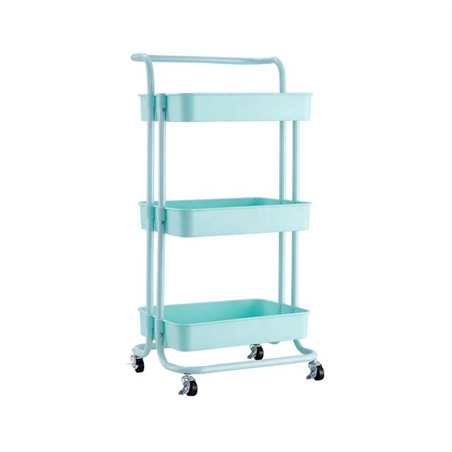 Home Dining Furniture 3 Tier White Hair Salon Trolley Home Kitchen With Wheels Removable Plastic Storage Rack