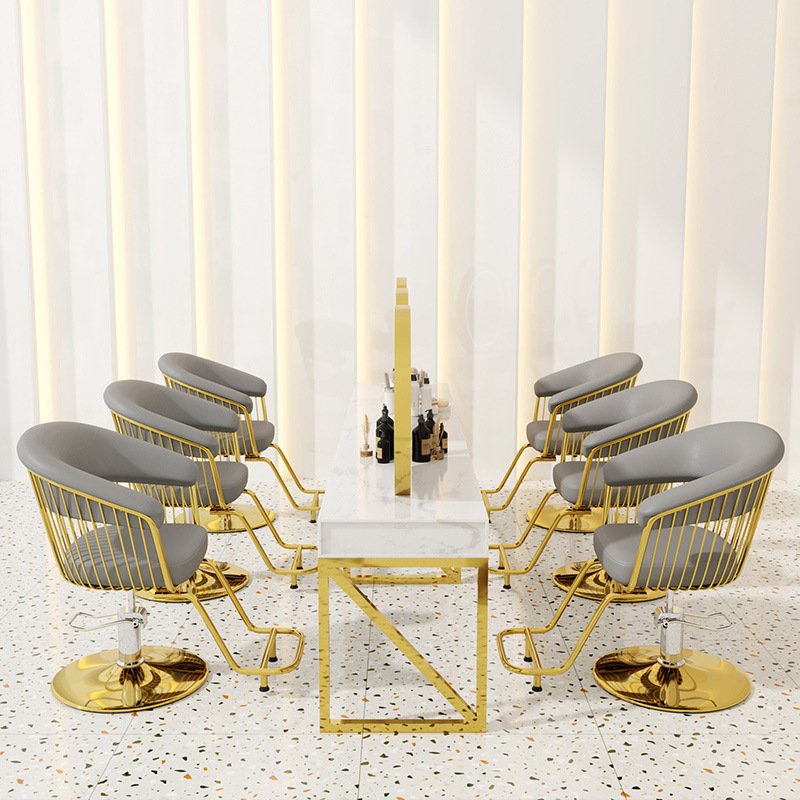 Wholesale Luxury Gold Hydraulic Hair Salon Furniture Chair Men Women Professional Leather Golden Barber Chairs for Barber Shops