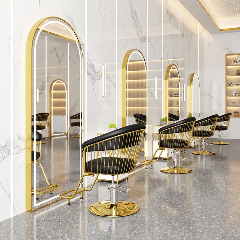 Wholesale Luxury Gold Hydraulic Hair Salon Furniture Chair Men Women Professional Leather Golden Barber Chairs for Barber Shops