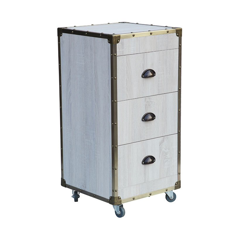 Portable 3 Slide-Out Drawers Beauty Hair Salon Trolley Wood Cart Modern