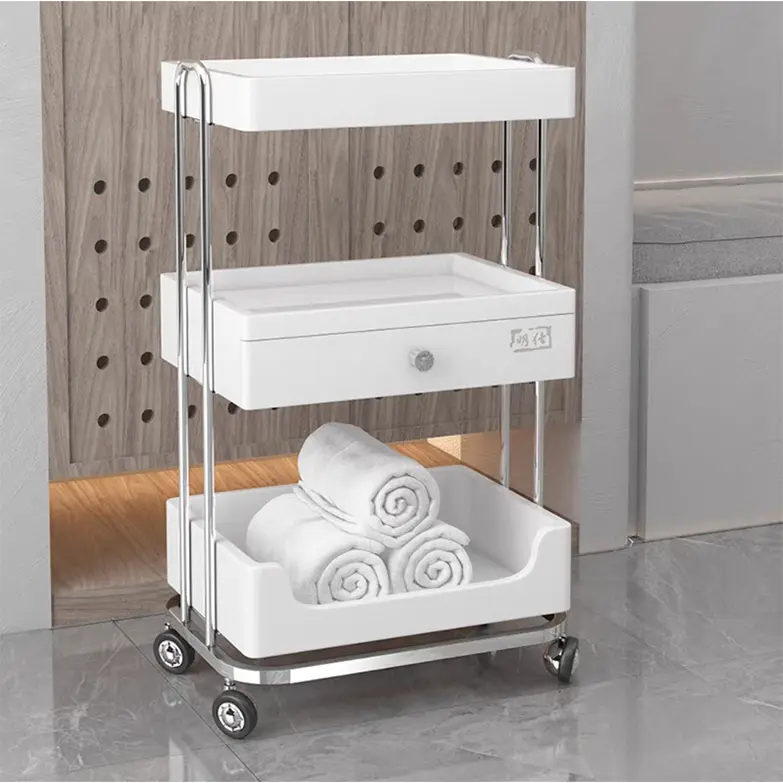 Hot Sale Beauty Salon Cart Trolley Barbershop Equipment Furniture Strong Storage Metal Salon Trolley Cabinet Hair Trolley Salon
