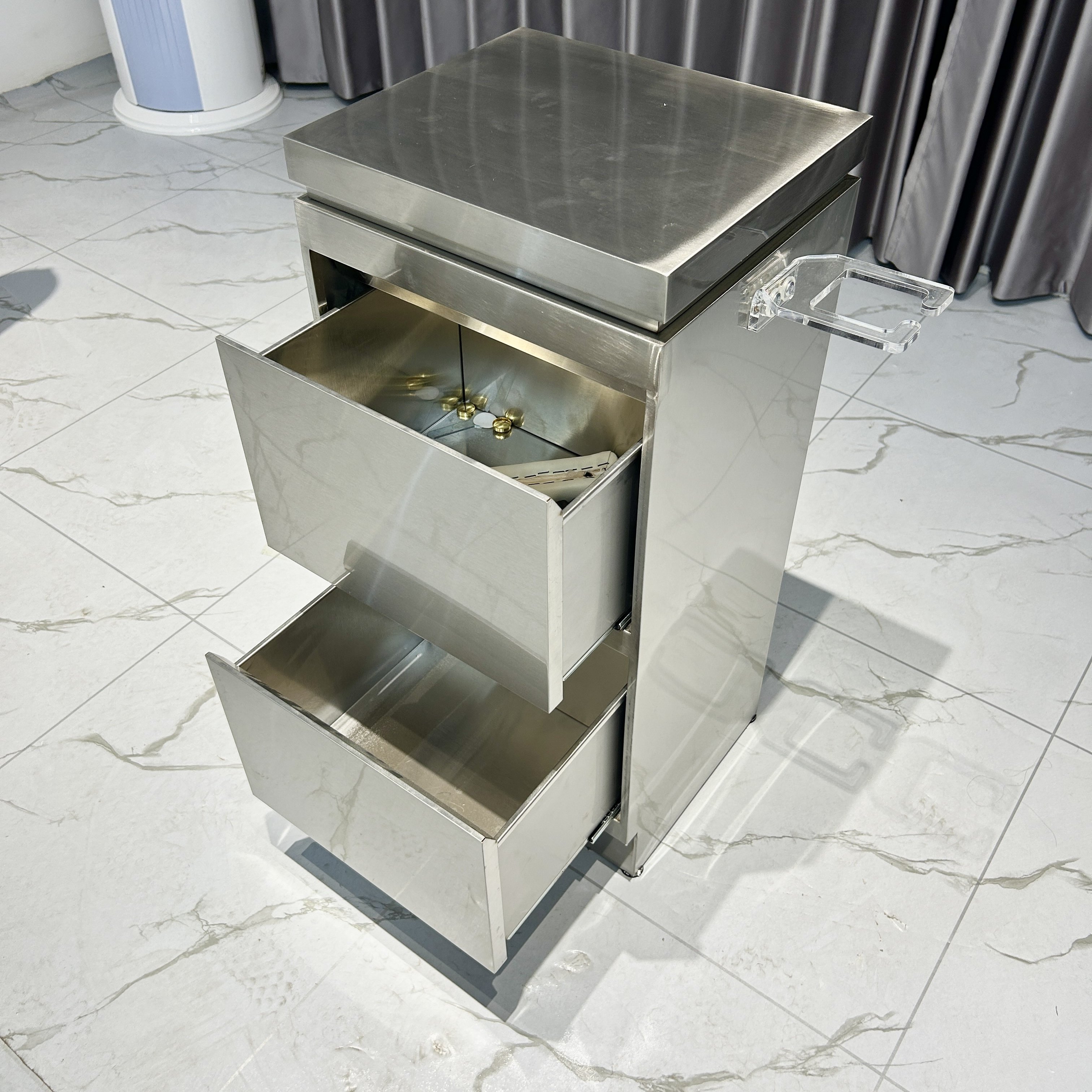 Wholesale Modern Design Stainless Steel Multi-Functional Storage Counter Drawer Low-Cost Barbershop & Beauty Salon Tool Cabinet