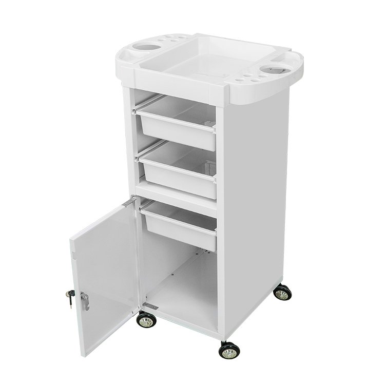 Locking Door White Salon Carts Trolley For Hairdressing Salon Working Trolley Hair Salon Trolleys