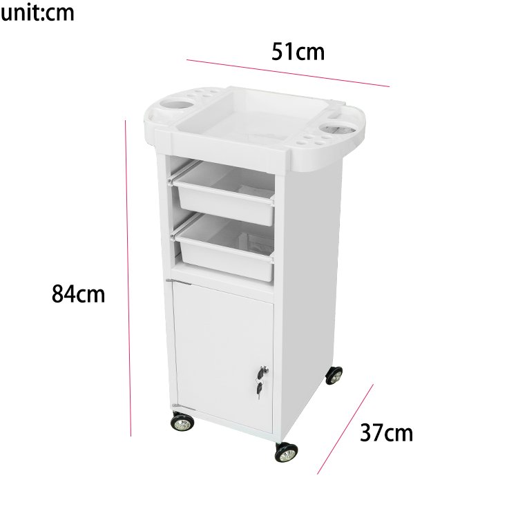 Locking Door White Salon Carts Trolley For Hairdressing Salon Working Trolley Hair Salon Trolleys