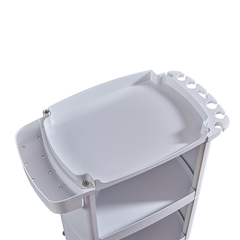 European Style Salon Trolley Cart with 3 Layer Storage Plastic Salon Furniture Handcart for Beauty Equipment