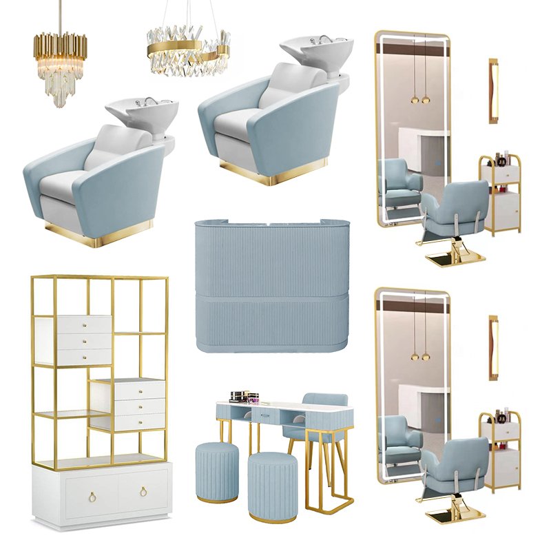 salon package set blue salon styling chair