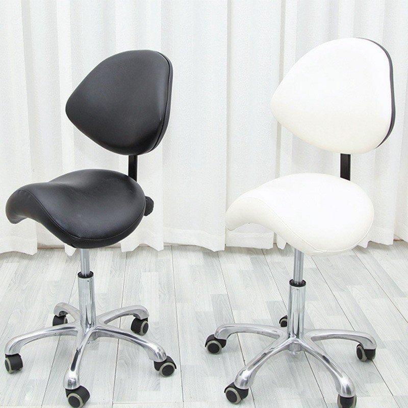 Salon Metal Styling Metal Stools Beauty Chairs Mobile Dentist Stool Saddle Chair with Backrest PU Leather Seat Assistant Chair