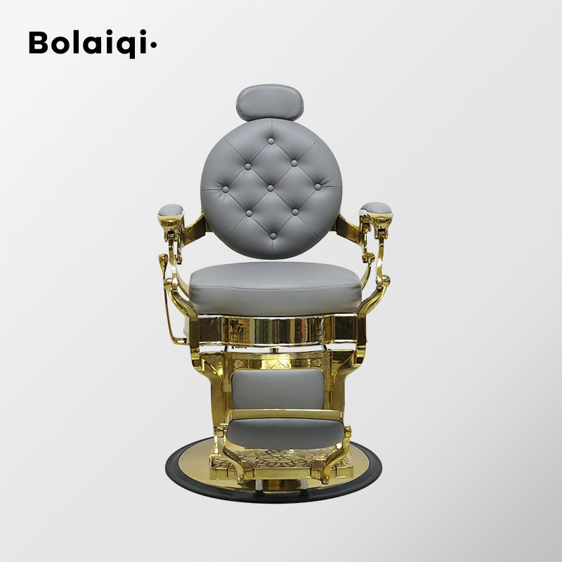 BOLAIQI modern barbershop chair removable headrest grey gold barber armchairs reclining barber chair