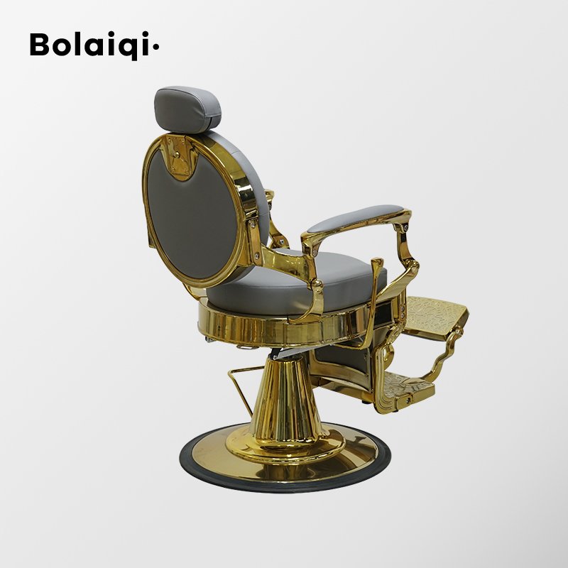 BOLAIQI modern barbershop chair removable headrest grey gold barber armchairs reclining barber chair