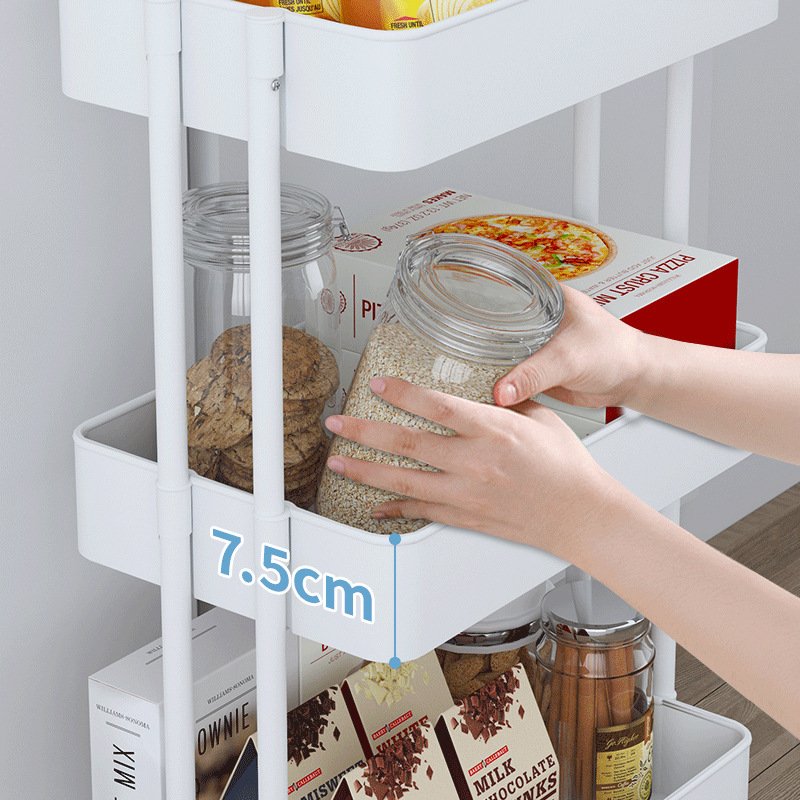 High cost performance Metal 360 Degree Rotating Storage Rack Home Kitchen Wheels 3 Tier Hair Salon Trolley