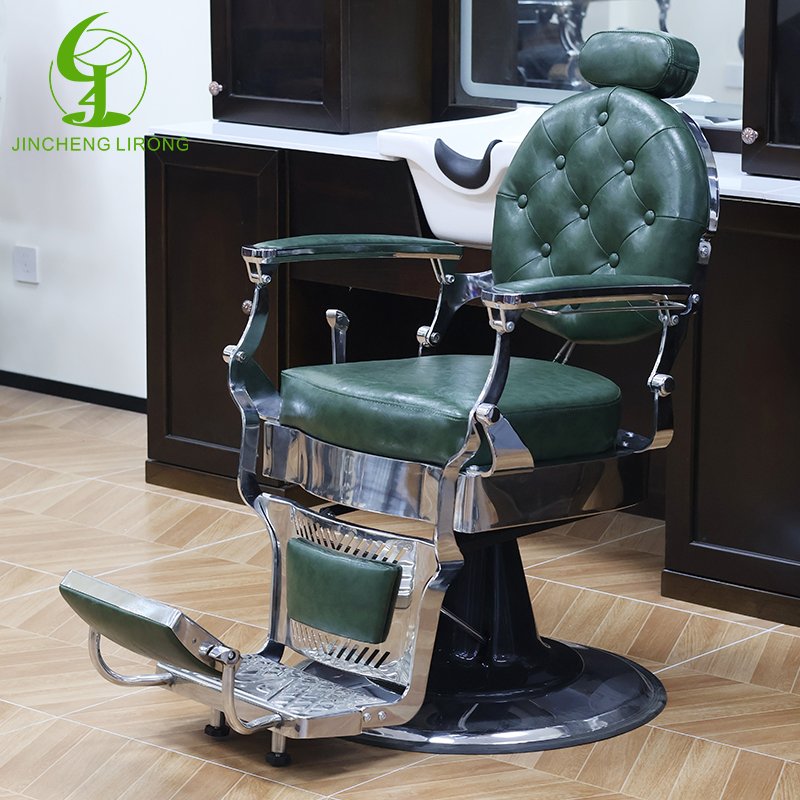 JINCHENG Hair Salon Furniture Red Barber Chair Heavy Duty Hydraulic Big Pump European Style Hair Salon Chair with Recliner Metal