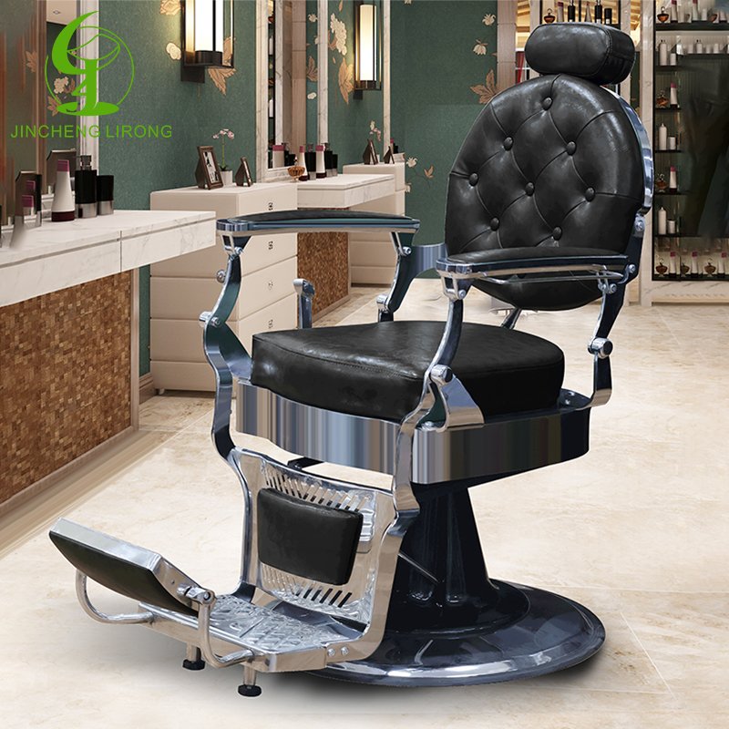 JINCHENG Hair Salon Furniture Red Barber Chair Heavy Duty Hydraulic Big Pump European Style Hair Salon Chair with Recliner Metal
