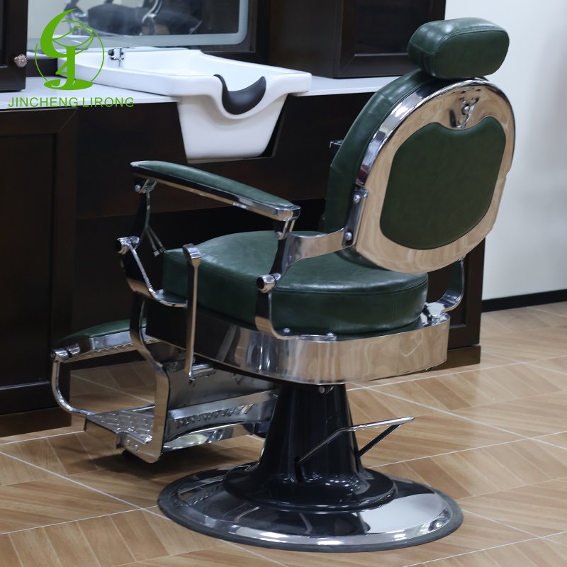 JINCHENG Hair Salon Furniture Red Barber Chair Heavy Duty Hydraulic Big Pump European Style Hair Salon Chair with Recliner Metal