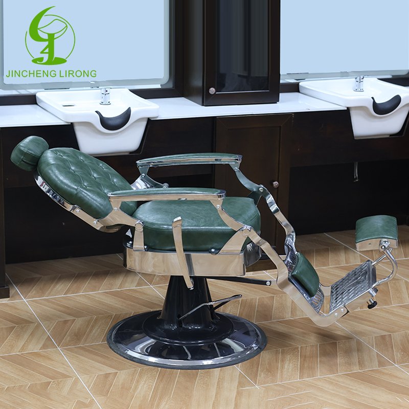 JINCHENG Hair Salon Furniture Red Barber Chair Heavy Duty Hydraulic Big Pump European Style Hair Salon Chair with Recliner Metal