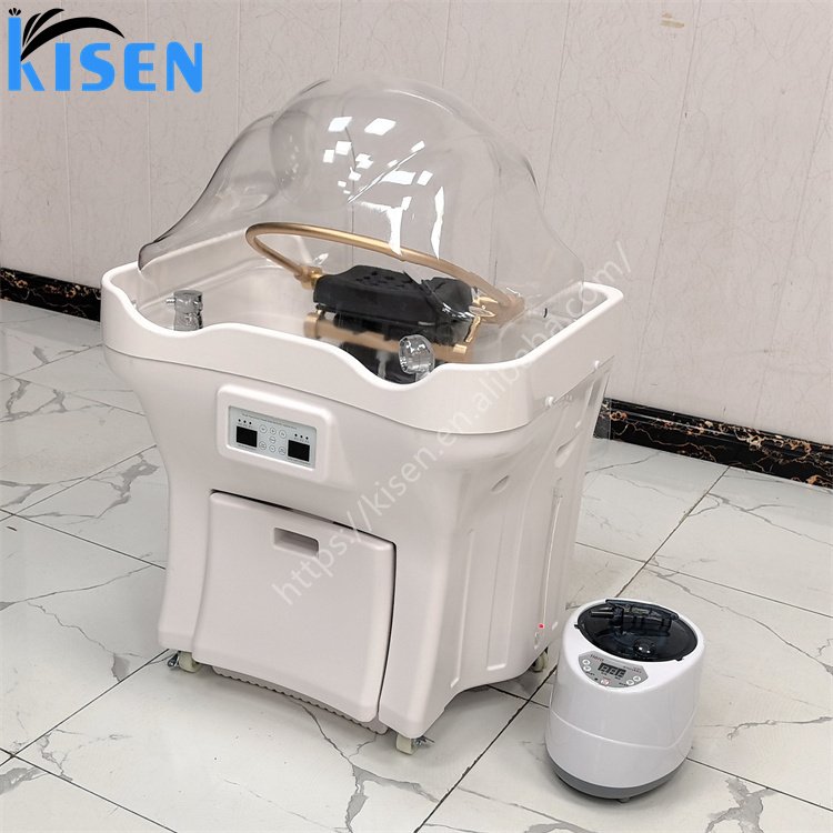 Kisen Best Sale Barber Shop Salon Furniture Plastic Portable Adjustable Height Back Washing Hair Bowl Shampoo Basin Sink