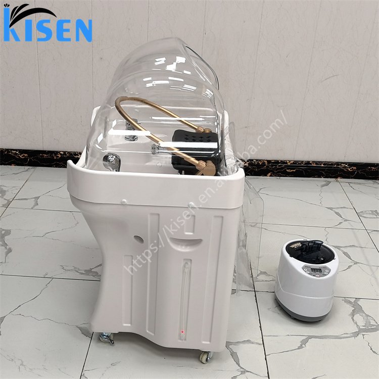 Kisen Best Sale Barber Shop Salon Furniture Plastic Portable Adjustable Height Back Washing Hair Bowl Shampoo Basin Sink