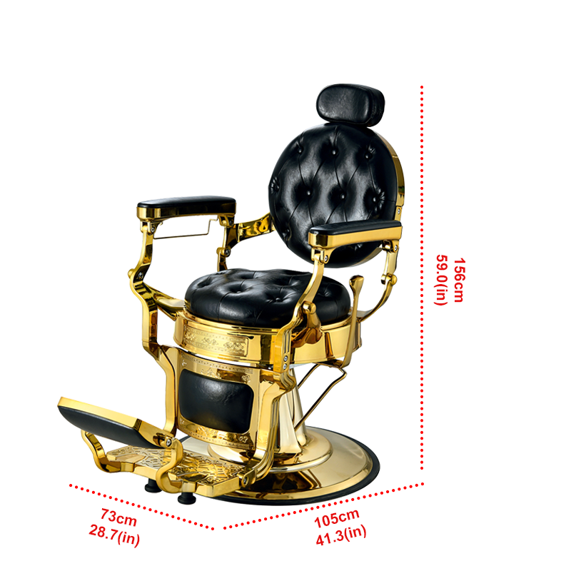 Jincheng Golden retro barber chair heavy hydraulic tilt salon beauty styling chair retro 360 degree hair cutting chair
