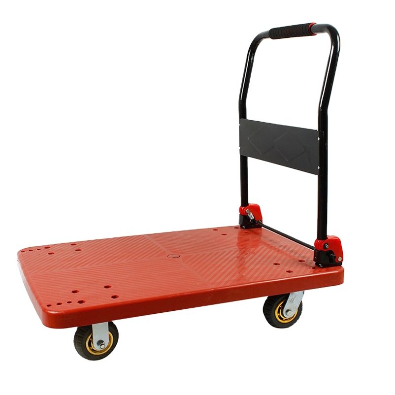 Capacity 500kgs 90*60cm warehouse Transport Durable Stainless Steel Foldable Platform Hand Truck Trolley