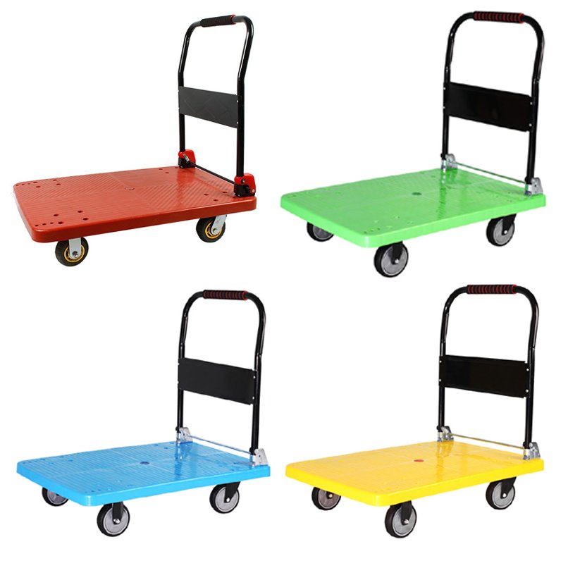 Capacity 500kgs 90*60cm warehouse Transport Durable Stainless Steel Foldable Platform Hand Truck Trolley