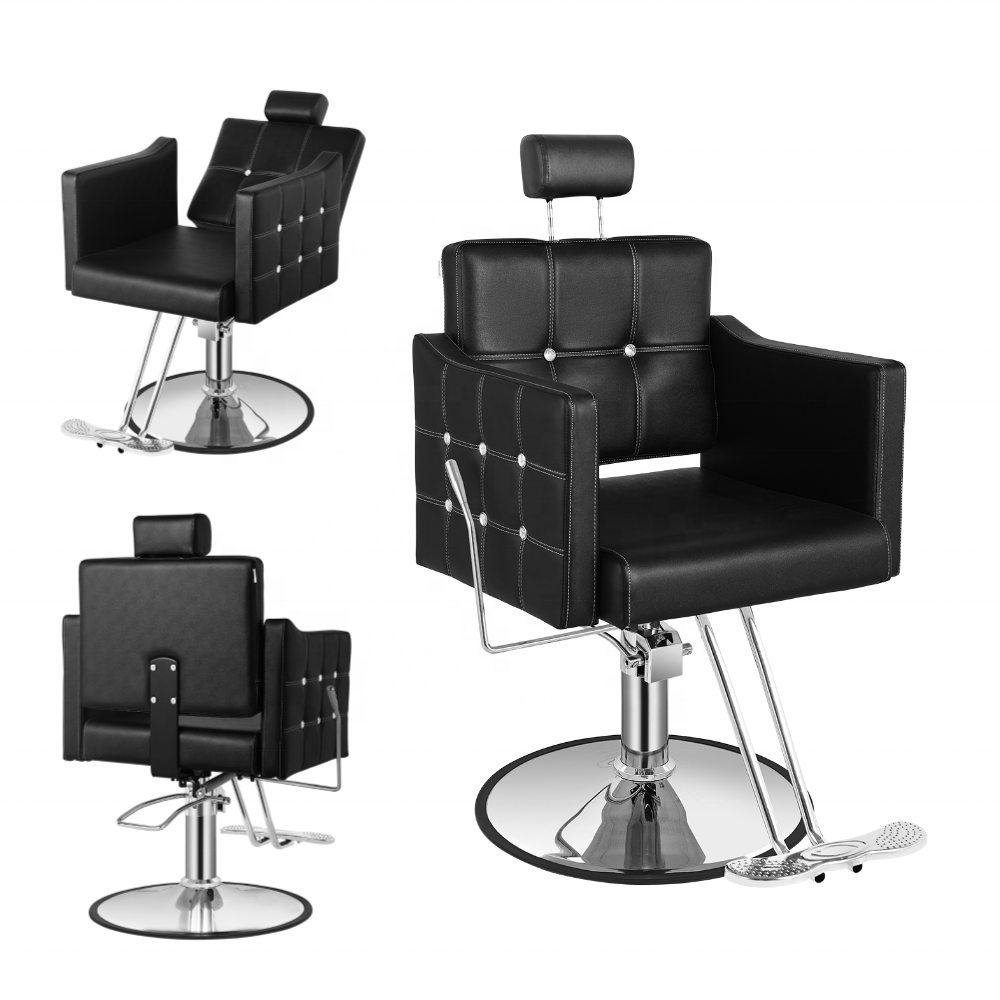 Black reclining salon chair for barber shop women styling chair multi-position reclining chair for salon