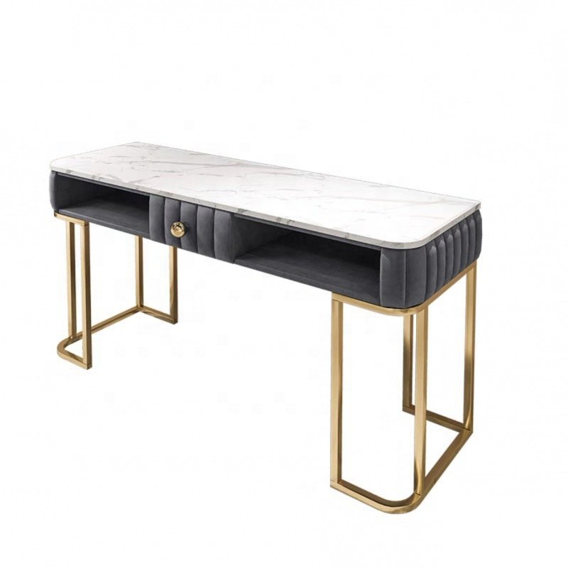 Luxury nail salon furniture barbershop nail tables and chairs set in marble modern nail technician table and chairs
