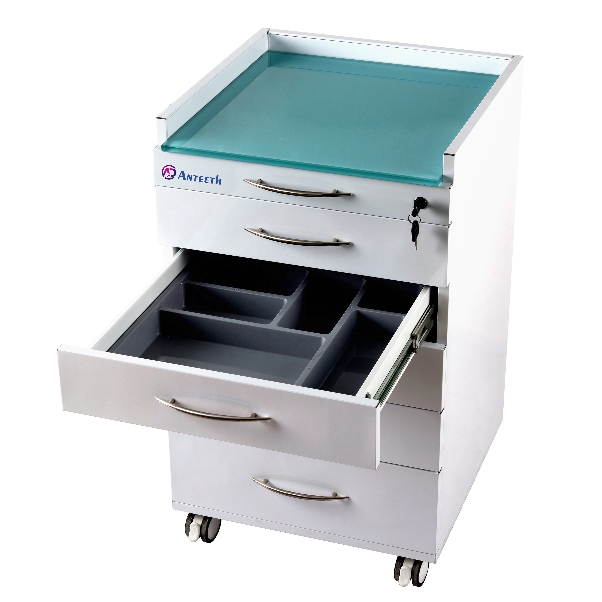 Yimmi 5 Drawers Medical Beauty Custom Salon Furniture Socket Stainless Steel Cabinet White Dental Mobile Cabinet