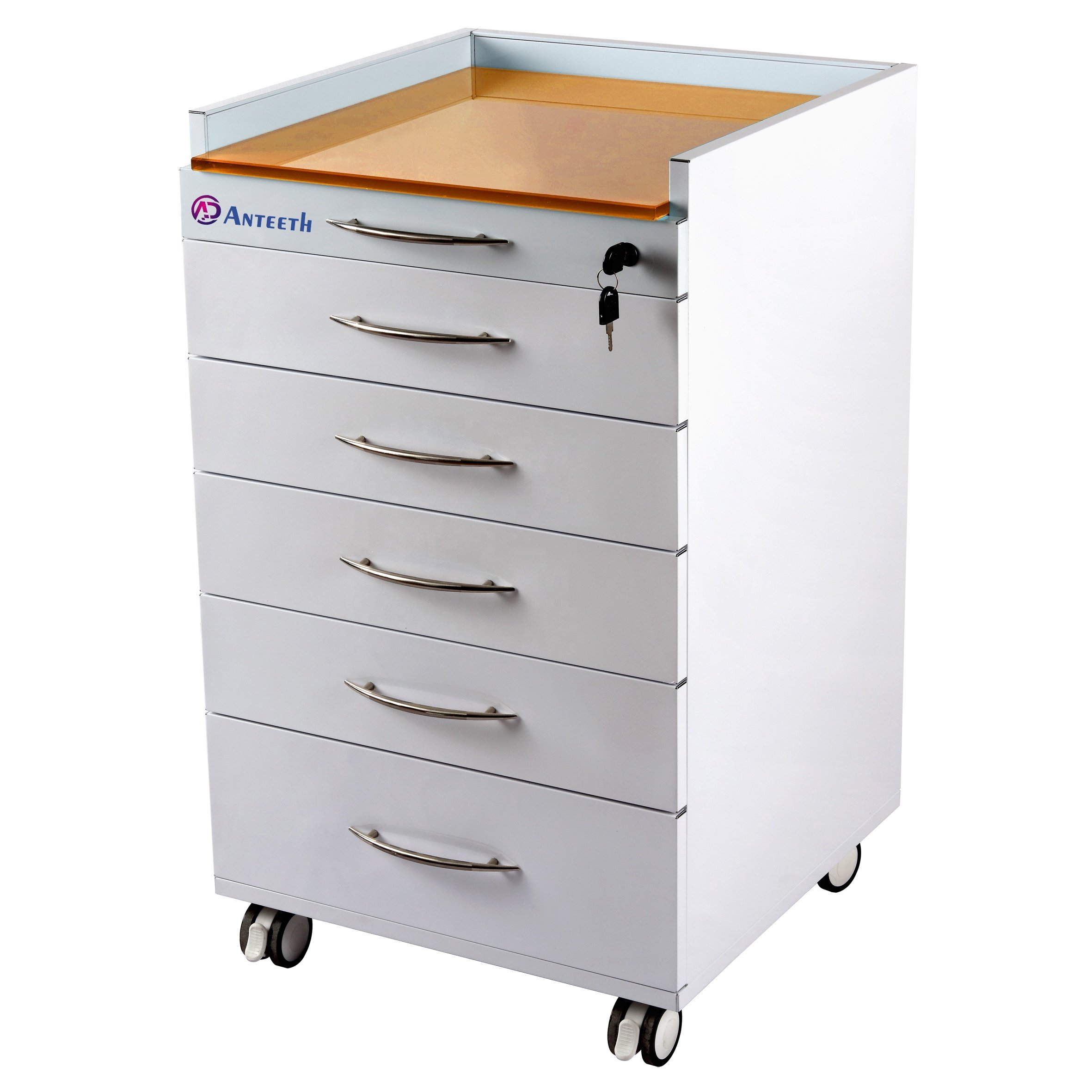 Yimmi 5 Drawers Medical Beauty Custom Salon Furniture Socket Stainless Steel Cabinet White Dental Mobile Cabinet