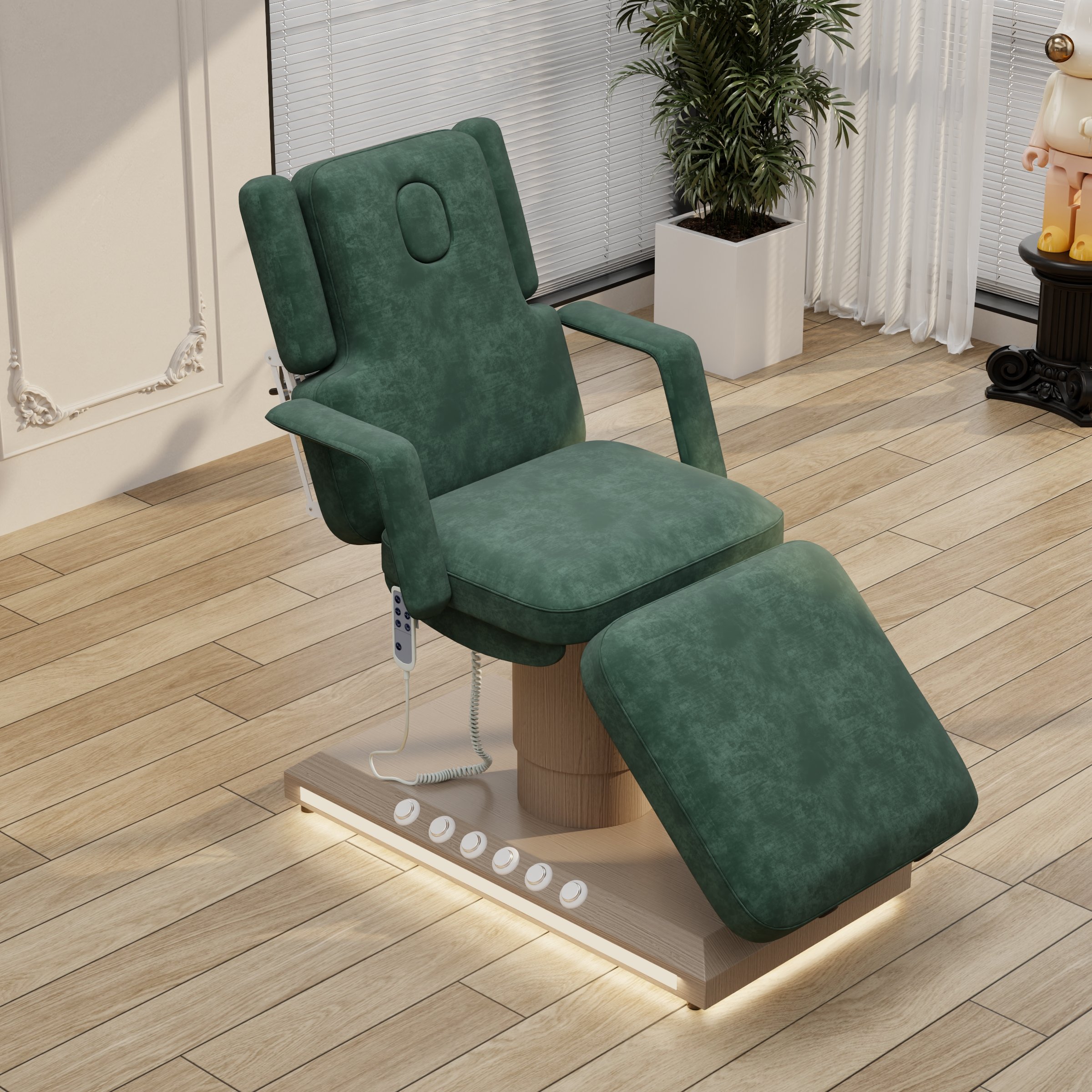 Newest Lash Bed Curved Massage Bed Spa Beauty Treatment Facial Chair 3 Motors Wood Base Bed