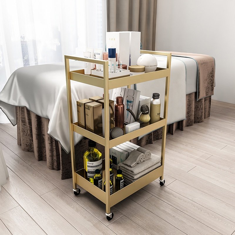 Classic Hot Selling Beauty Salon Hair Salon Three Layers Simple Fashion Stainless Steel Hairdressing Trolley For Beauty Salon
