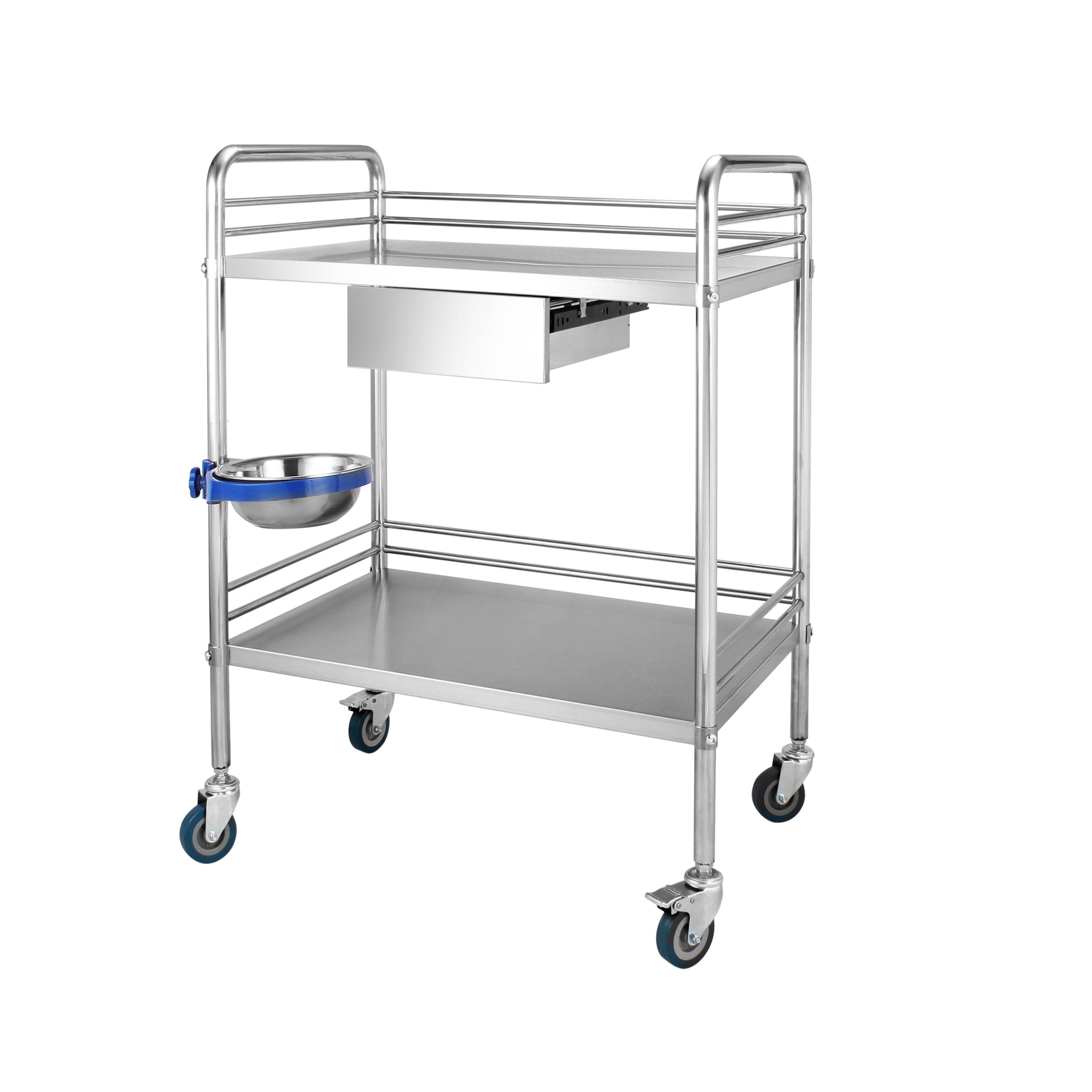 610x410x900mm Customized Multi-Function Stainless Steel Medical Cart Hospital Trolley