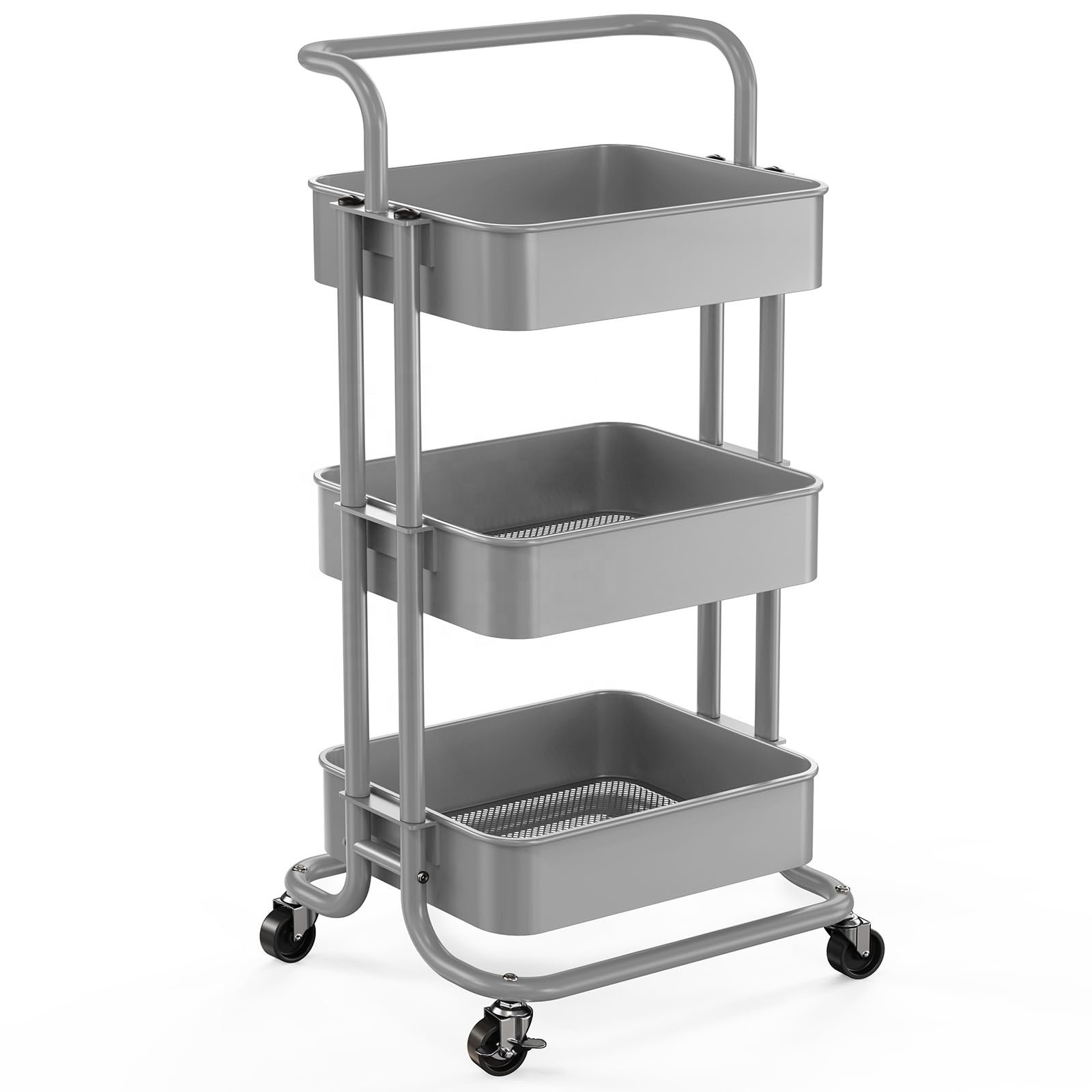 Easy Oem Salon 3-Layer Network Tray Cart Beauty Hairdressing Rolling Auxiliary Cart For Beauty Salon