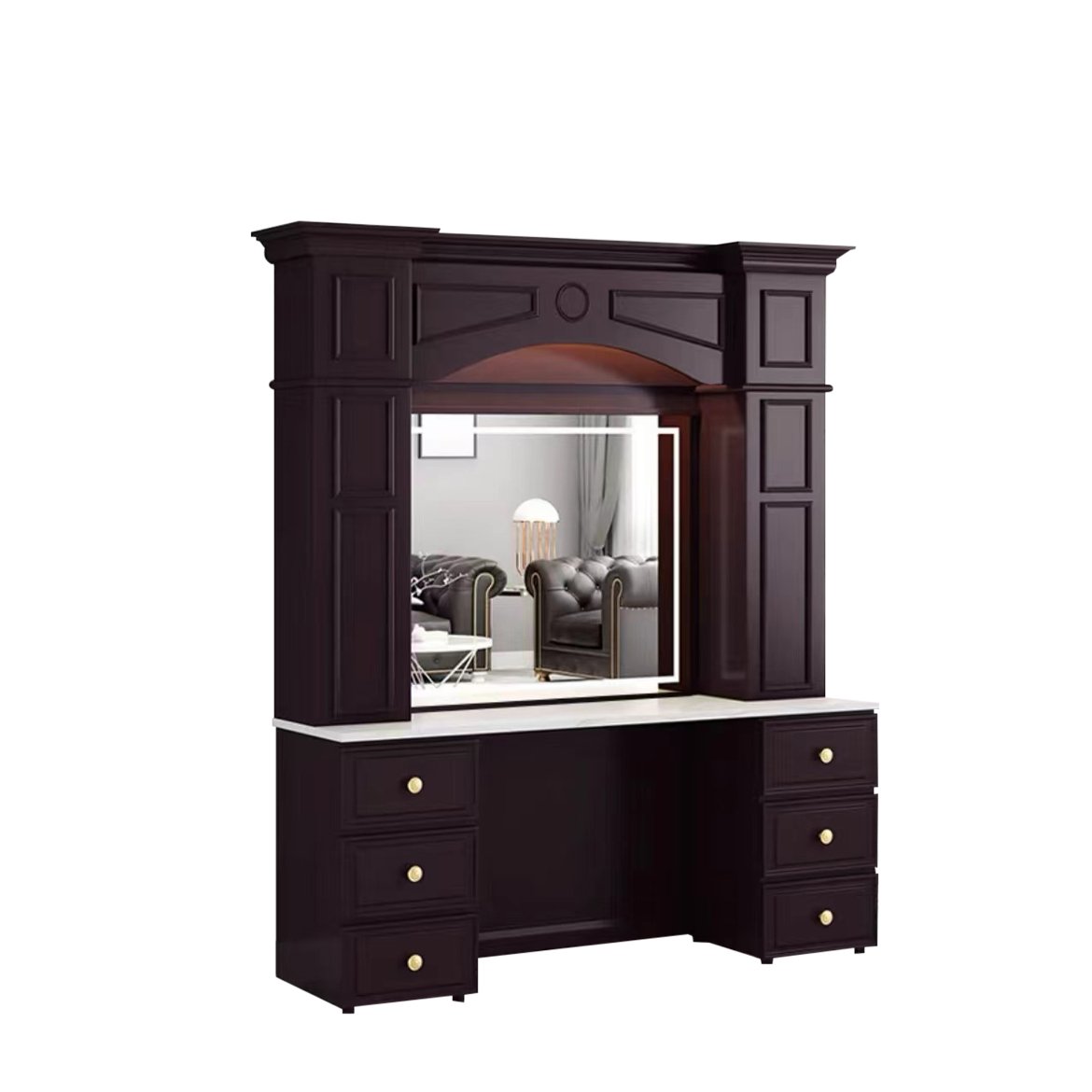 Luxury barbershop station with shampoo sink gold barber chair stand shampoo bowl