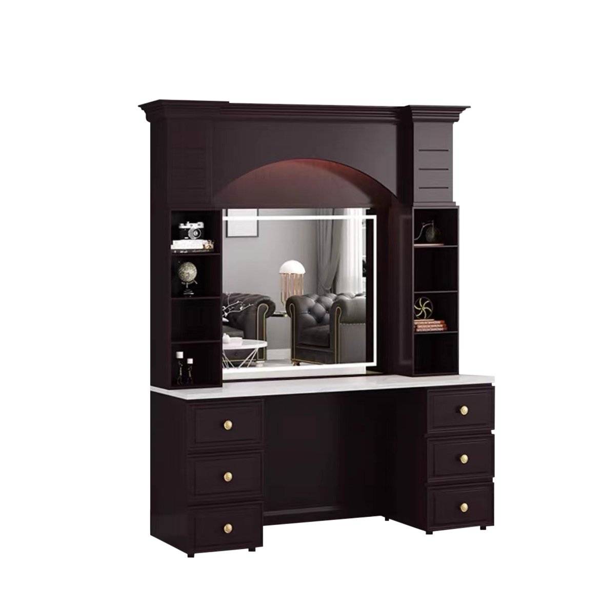 Luxury barbershop station with shampoo sink gold barber chair stand shampoo bowl
