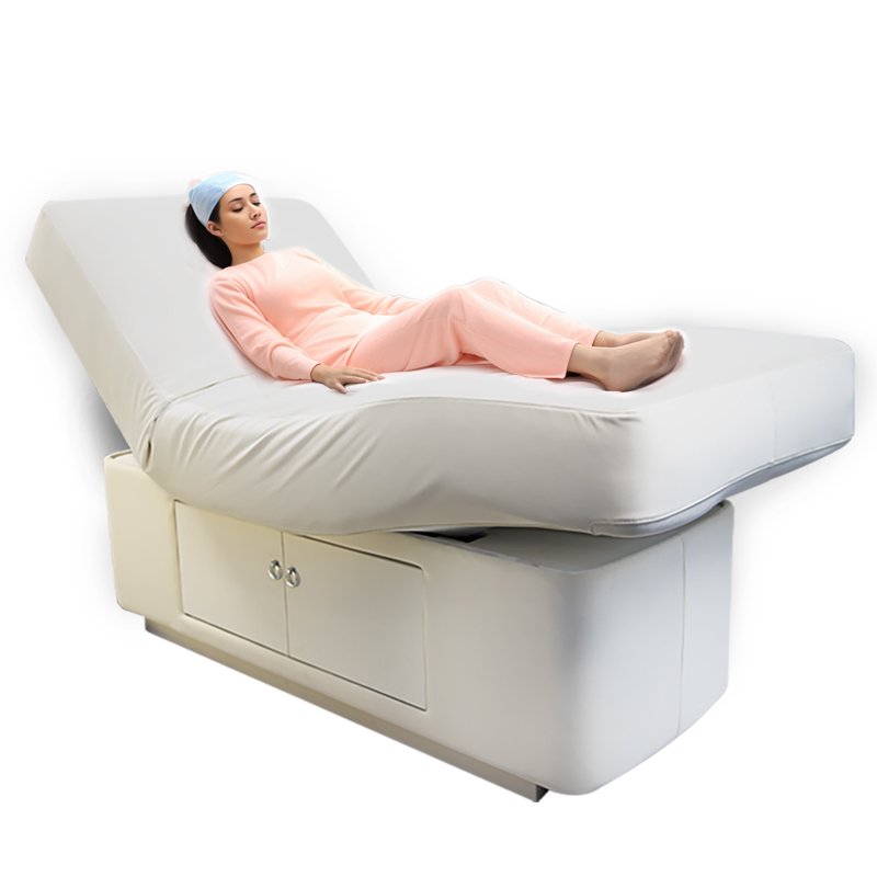 Luxurious Wood Grain With Foot Control LED Base 3 Motor Massage Beauty Bed Can Be Customized Color Face Bed For Beauty salon