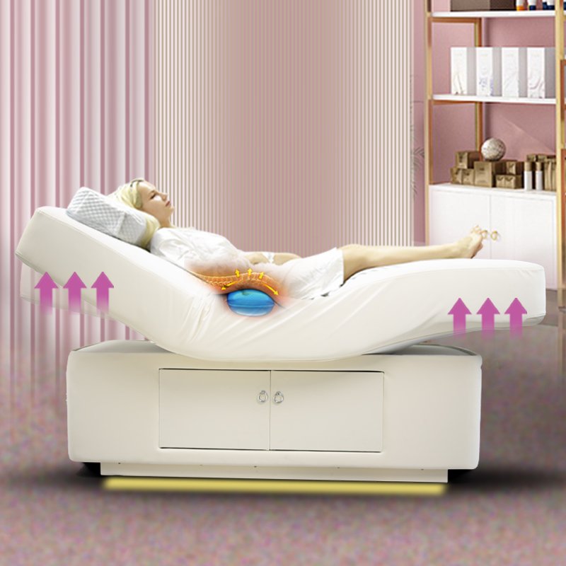 Luxurious Wood Grain With Foot Control LED Base 3 Motor Massage Beauty Bed Can Be Customized Color Face Bed For Beauty salon